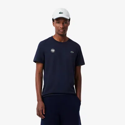 Lacoste Men's Roland-garros Edition Ultra Dry Tennis T-shirt - S - 3 In Blue
