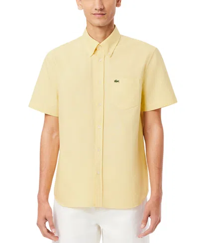 LACOSTE MEN'S SHORT SLEEVE BUTTON-DOWN OXFORD SHIRT