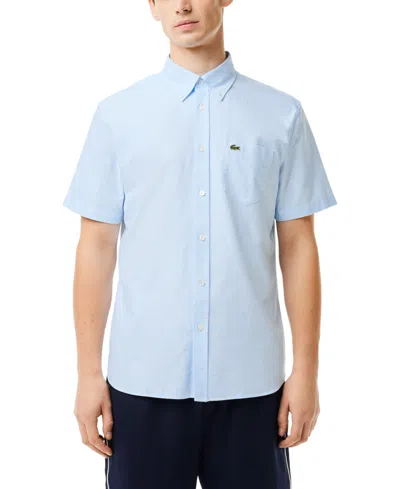 Lacoste Men's Short Sleeve Button-down Oxford Shirt In Fz White