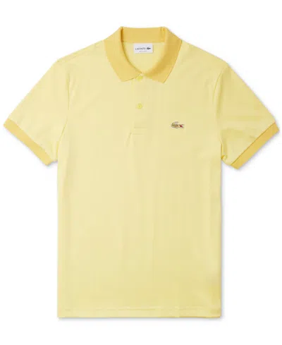 Lacoste Men's Short-sleeve Contrast-trim Polo Shirt, Created For Macy's In Yellow