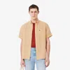 Lacoste Men's Short Sleeve Linen Shirt   - 15¾ - 40 In Beige