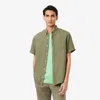 Lacoste Men's Short Sleeve Linen Shirt   - 17 - 43 In Green