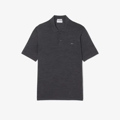Lacoste Unisex Short Sleeve Merino Wool Polo Sweater In Grey