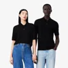 Lacoste Unisex Short Sleeve Merino Wool Polo Sweater In Black