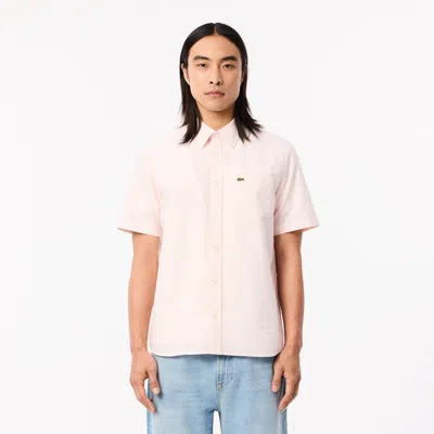 Lacoste Men's Regular Fit Short Sleeve Oxford Shirt - 16½ - 42 In Pink