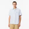 Lacoste Men's Regular Fit Short Sleeve Oxford Shirt - 17¾ - 45 In Blue