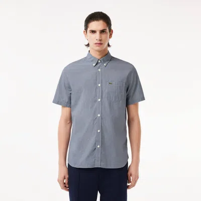 Lacoste Short Sleeved Regular Fit Gingham Print Shirt  - 18 - 46 In White