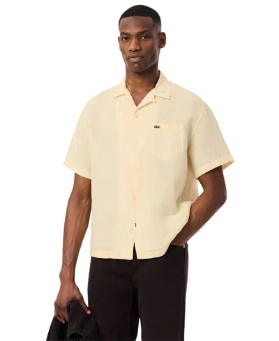 LACOSTE MEN'S SHORT-SLEEVE HAWAIIAN COLLAR SHIRT