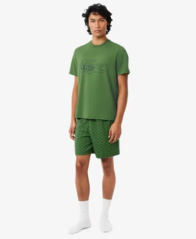 Lacoste Men's Short-sleeve T-shirt And Pajama Shorts, 2-piece Set In Green