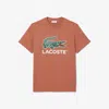 Lacoste Oversize Croc Logo Cotton Graphic T-shirt In Brown