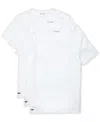 Lacoste Men Essentials 3 Pk Regular Fit Crew Neck T-shirt Base Layer Top In White In White