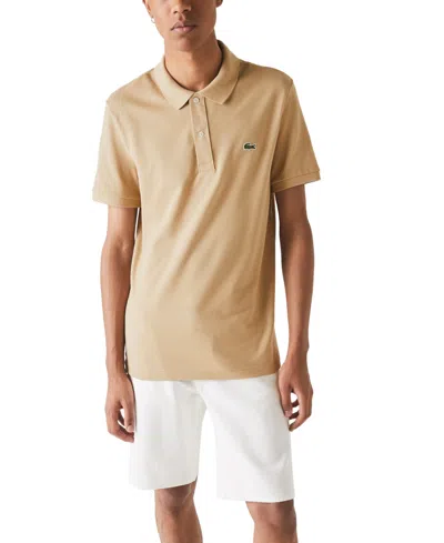 Lacoste Men's Slim Fit Short Sleeve Ribbed Polo Shirt In Brown