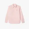 Lacoste Pink Linen Shirt With Straight Cut Collar In Pink