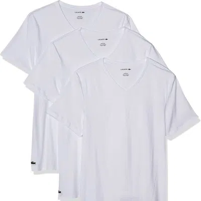 Lacoste Men's Slim Fit V-neck T-shirts In White