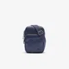 Lacoste Small Angy Leather Shoulder Bag In Blue