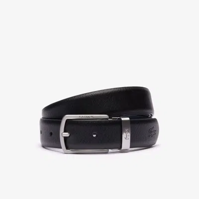 Lacoste Men's Smooth Leather Belt & Buckle Gift Set - 39 In In Black