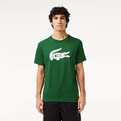 Lacoste Men's Sport Ultra-dry Croc Print T-shirt - 3xl - 8 In Green