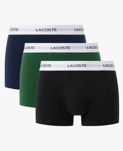 Lacoste Men's 3-pack Stretch Cotton Trunks - Xl In Black
