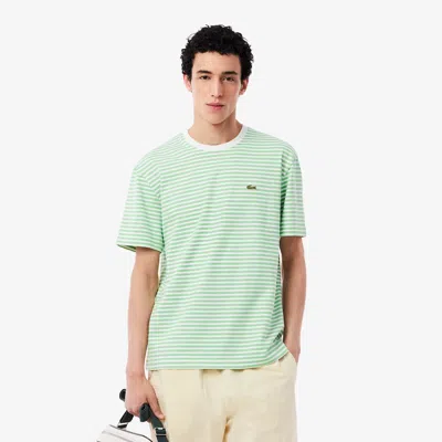 Lacoste Men's Striped Heavy Cotton T-shirt - Xxl - 7 In Gold