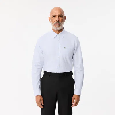 Lacoste Men's Regular Fit Striped Oxford Shirt - 15 - 38 In Blue