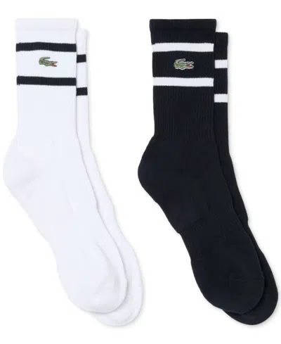 Lacoste Men's Striped Ribbed Crew Socks, 2-pack In Multi