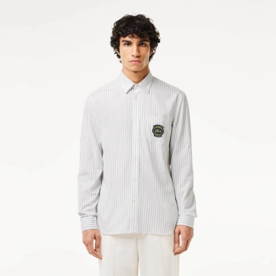 Lacoste Men's Logo Badge Striped Shirt - 15â½ - 39 In White