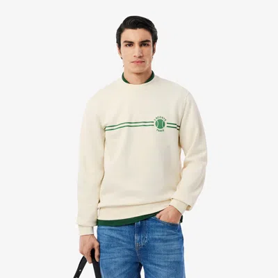 Lacoste Men's Tennis Printed Fleece Sweatshirt - 3xl - 8 In Neutral