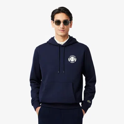 Lacoste Men's Tennis Printed Hoodie - M - 4 In Blue