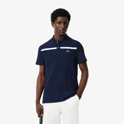 Lacoste Men's Ultra Dry Badge Accent Tennis Heritage Polo - M - 4 In Blue
