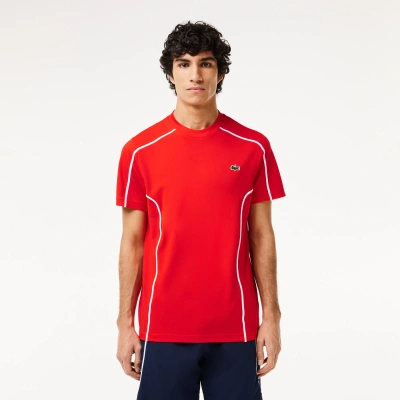 Lacoste Men's Ultra-dry Piqué Tennis T-shirt - L - 5 In Red