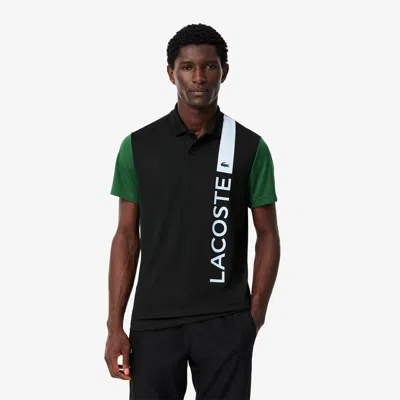 Lacoste Men's Ultra Dry Print Branding Sport Polo - 3xl - 8 In Black
