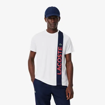 Lacoste Men's Ultra Dry Print Branding Sport T-shirt - L - 5 In White