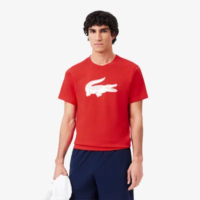 Lacoste Men's Ultra Dry Xxl Logo Sport T-shirt - 3xl - 8 In Red
