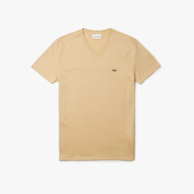 Lacoste Men's V-neck Pima Cotton Jersey T-shirt - 4xl - 9 In Beige