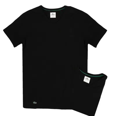 Lacoste Men's V-neck Undershirt T-shirt 2 Pack In Black