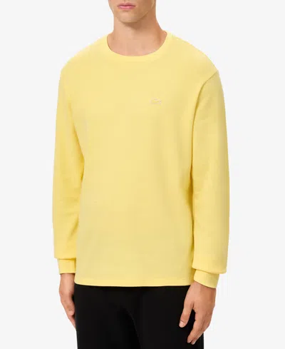 Lacoste Men's Waffle-knit Thermal Sleep Shirt In Yellow