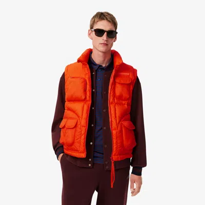 Lacoste Men's Water-repellent Puffer Vest - 54 - L In Orange