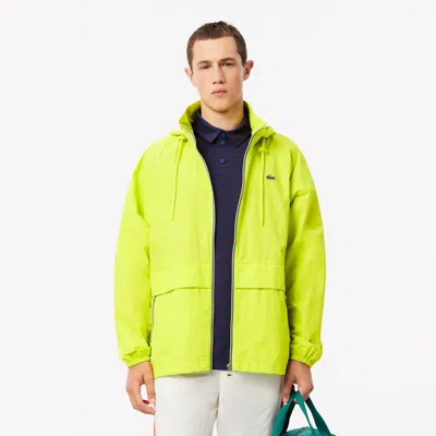 Lacoste Men's Water-repellent Removable Hood Windbreaker - 54 - L In Yellow