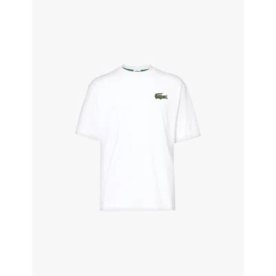 Lacoste Mens White Big Crocodile-embroidered Regular-fit Cotton-jersey T-shirt