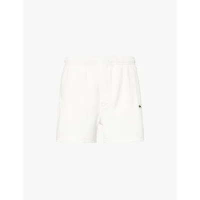 Lacoste Logo-embroidered Jersey Shorts In White