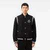 Lacoste Mens Logo-patch Regular-fit Wool-blend Varsity Jacket Black In Black