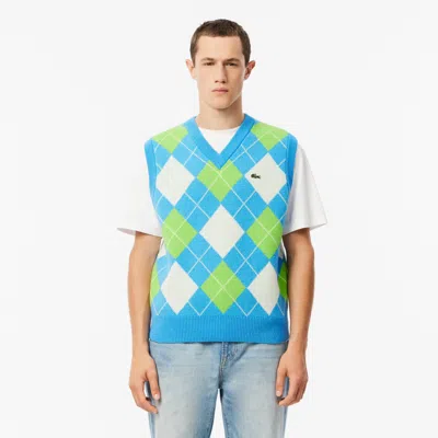 Lacoste Men's Wool Sweater Vest - Xl - 6 In Blue