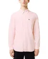 Lacoste Pink Linen Shirt With Straight Cut Collar In 7fd Blanc,nidus