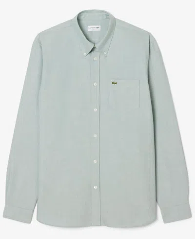 Lacoste Men's Woven Long Sleeve Button-down Oxford Shirt In Green