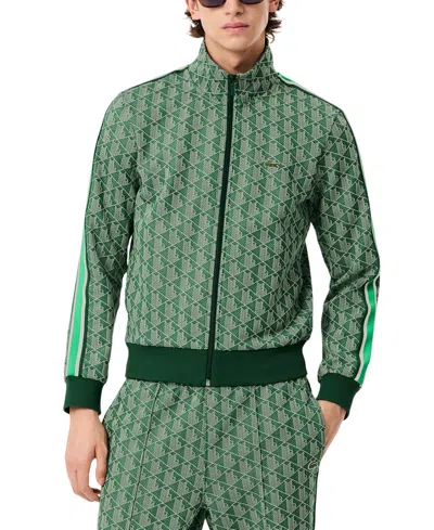 LACOSTE MEN'S ZIP-FRONT PATTERN BLOCKED SWEATSHIRT