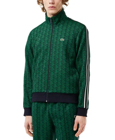 Lacoste Men's Zip-front Pattern Blocked Sweatshirt In Methyl