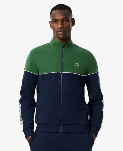 Lacoste Men's Tennis Zip-up Colorblock Sweatshirt - S - 3 In Blue