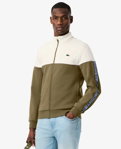 Lacoste Men's Tennis Zip-up Colorblock Sweatshirt - S - 3 In Green