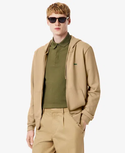 Lacoste Men's Zipped Hoodie Sweatshirt In Brown