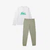 Lacoste Men's Long Sleeve Pajama Set - 3xl In White